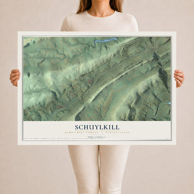 Map of Schuylkill, Schuylkill County, Pennsylvania, 24 x 36 inch unframed archival matte print