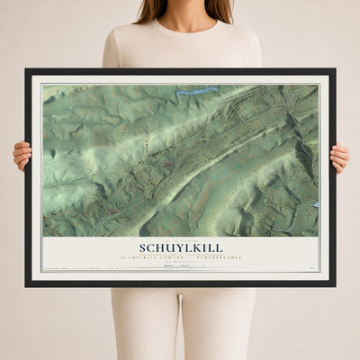 Map of Schuylkill, Schuylkill County, Pennsylvania, 24 x 36 inch print in a black wood frame