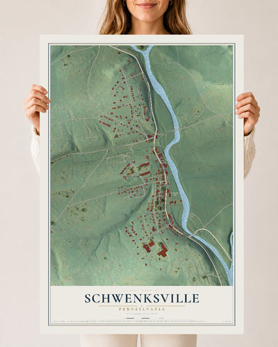 Map of Schwenksville, Pennsylvania, 24 x 36 inch unframed archival matte print
