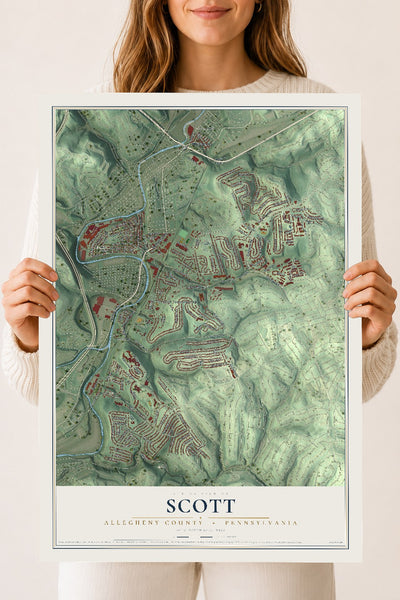 Map of Scott, Allegheny County, Pennsylvania, 18 x 24 inch unframed archival matte print