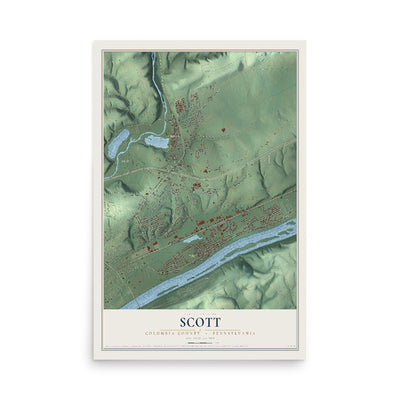Map of Scott, Columbia County, Pennsylvania, 12 x 18 inch unframed archival matte print