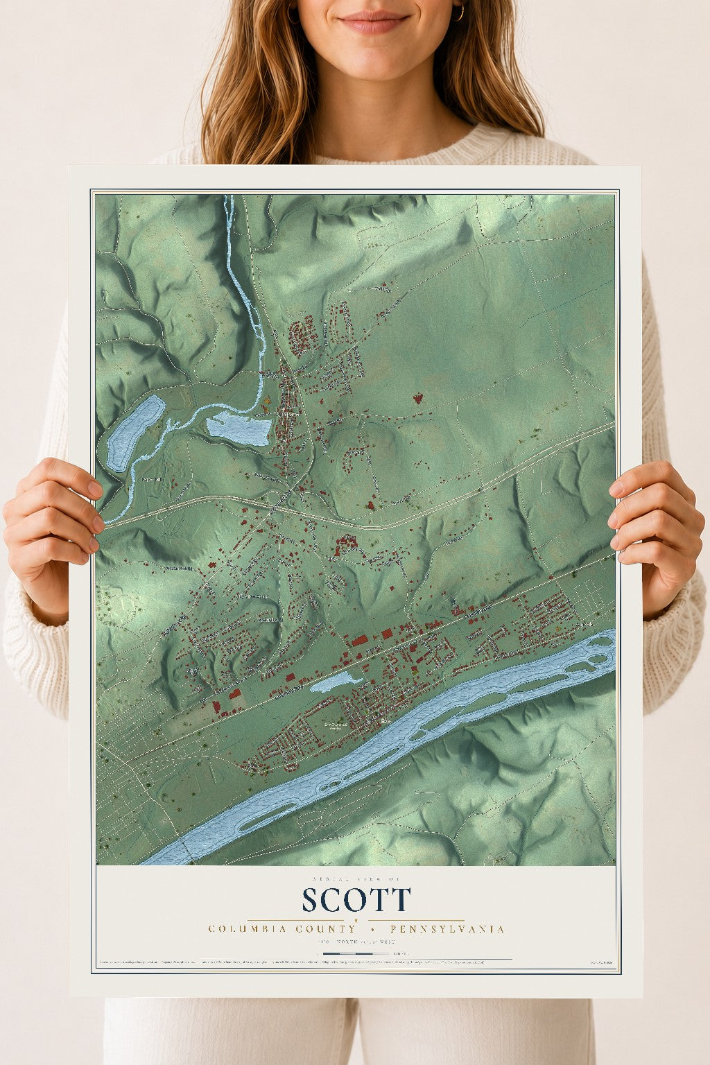 Map of Scott, Columbia County, Pennsylvania, 18 x 24 inch unframed archival matte print