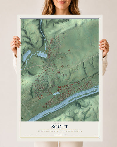 Map of Scott, Columbia County, Pennsylvania, 24 x 36 inch unframed archival matte print