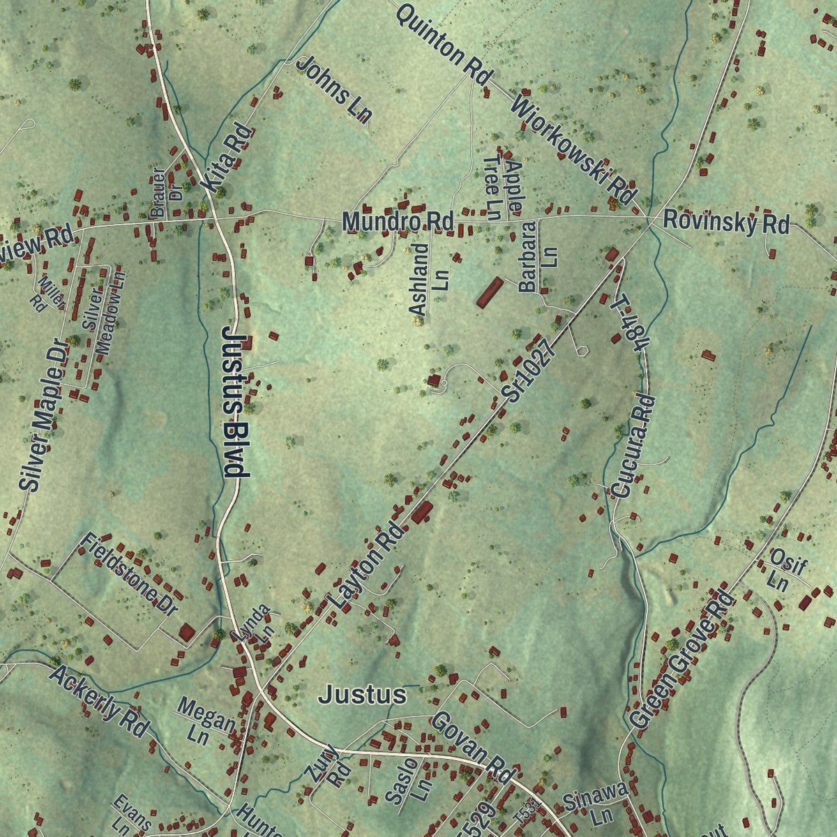 Close-up of the map of Scott, Lackawanna County, Pennsylvania print showing street and building detail
