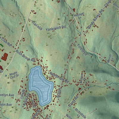 Second close-up of the map of Scott, Lackawanna County, Pennsylvania print showing more streets and buildings