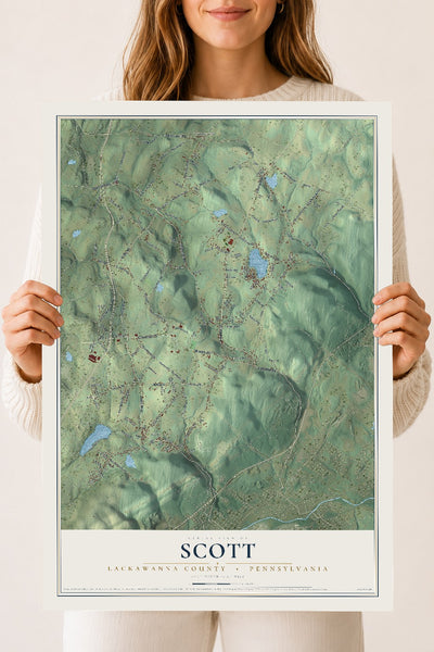Map of Scott, Lackawanna County, Pennsylvania, 18 x 24 inch unframed archival matte print