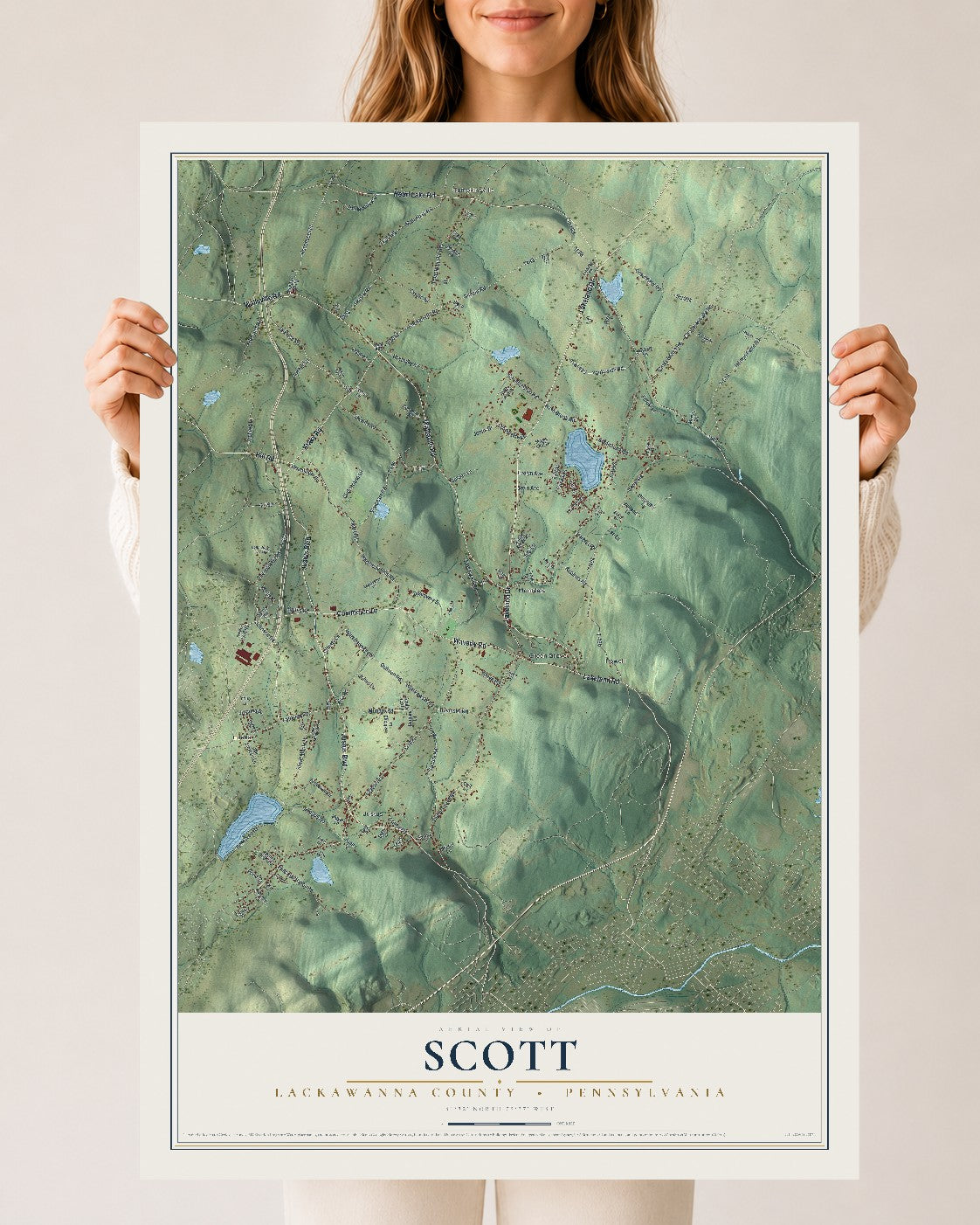Map of Scott, Lackawanna County, Pennsylvania, 24 x 36 inch unframed archival matte print