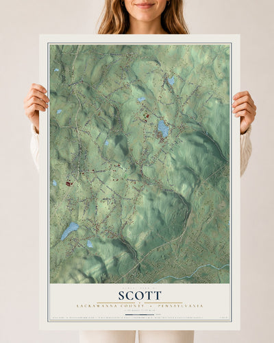 Map of Scott, Lackawanna County, Pennsylvania, 24 x 36 inch unframed archival matte print