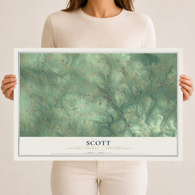 Map of Scott, Lawrence County, Pennsylvania, 12 x 18 inch unframed archival matte print