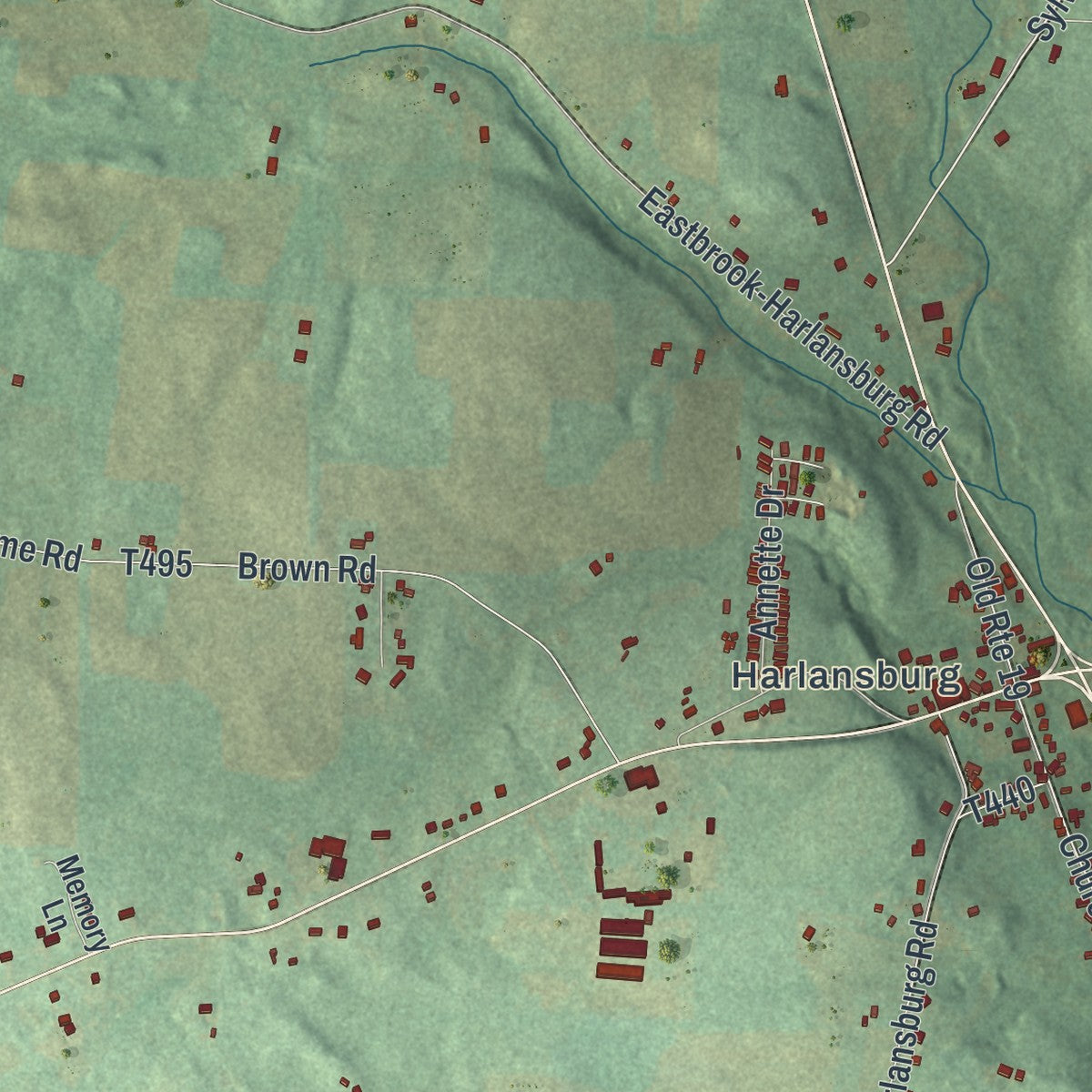 Close-up of the map of Scott, Lawrence County, Pennsylvania print showing street and building detail