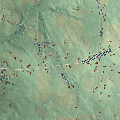 Second close-up of the map of Scott, Lawrence County, Pennsylvania print showing more streets and buildings