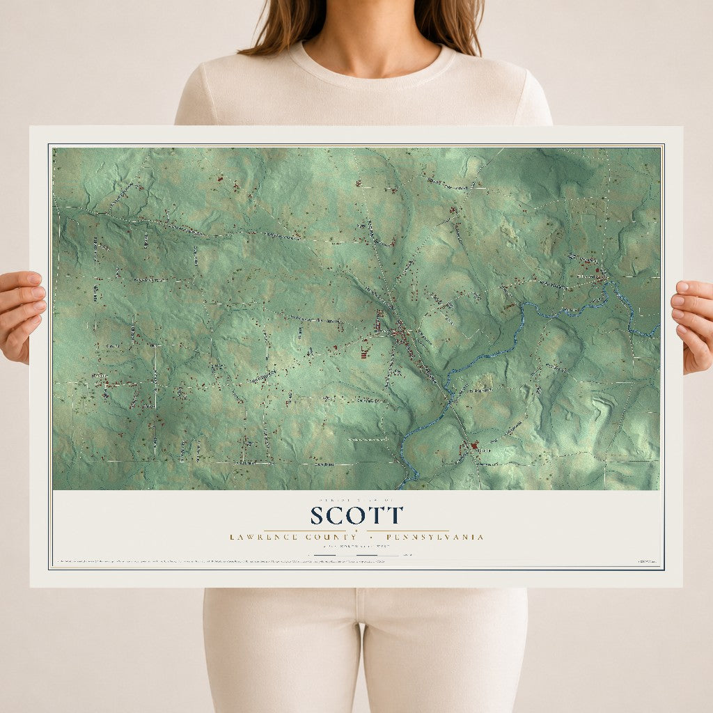 Map of Scott, Lawrence County, Pennsylvania, 18 x 24 inch unframed archival matte print