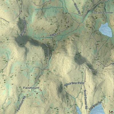 Close-up of the map of Scott, Wayne County, Pennsylvania print showing street and building detail