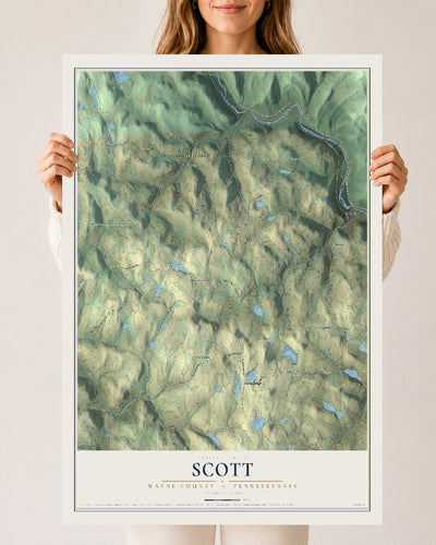 Map of Scott, Wayne County, Pennsylvania, 24 x 36 inch unframed archival matte print