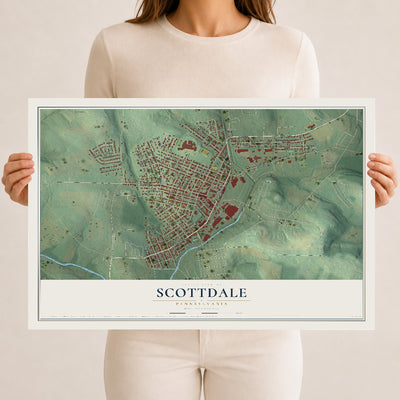 Map of Scottdale, Pennsylvania, 12 x 18 inch unframed archival matte print