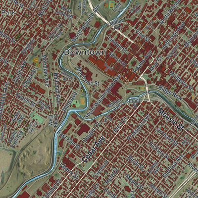 Close-up of the map of Scranton, Pennsylvania print showing street and building detail