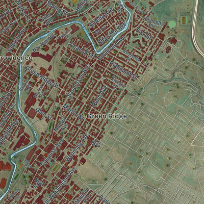 Second close-up of the map of Scranton, Pennsylvania print showing more streets and buildings