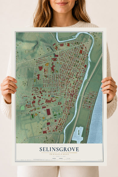 Map of Selinsgrove, Pennsylvania, 18 x 24 inch unframed archival matte print