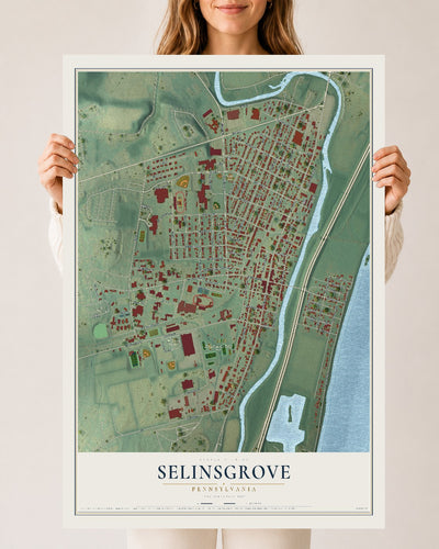 Map of Selinsgrove, Pennsylvania, 24 x 36 inch unframed archival matte print