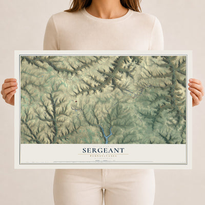 Map of Sergeant, Pennsylvania, 12 x 18 inch unframed archival matte print