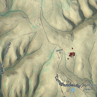 Close-up of the map of Sergeant, Pennsylvania print showing street and building detail