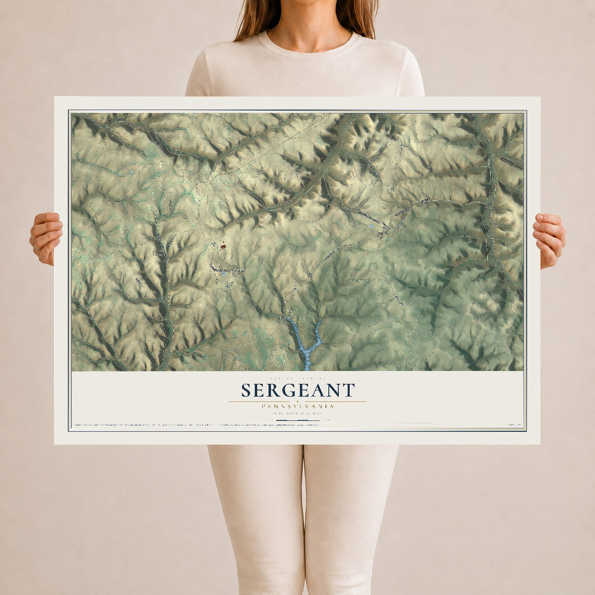 Map of Sergeant, Pennsylvania, 24 x 36 inch unframed archival matte print