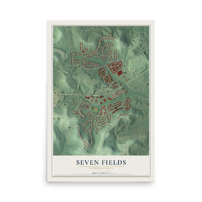 Map of Seven Fields, Pennsylvania, 12 x 18 inch unframed archival matte print