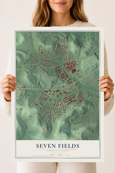 Map of Seven Fields, Pennsylvania, 18 x 24 inch unframed archival matte print