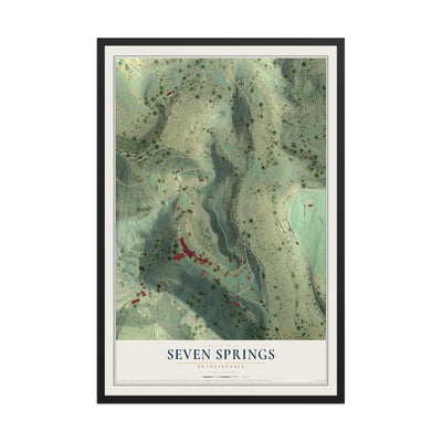 Map of Seven Springs, Pennsylvania, 12 x 18 inch print in a black wood frame