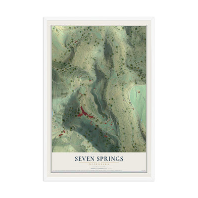Map of Seven Springs, Pennsylvania, 12 x 18 inch print in a white wood frame