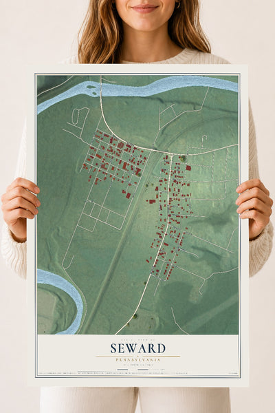 Map of Seward, Pennsylvania, 18 x 24 inch unframed archival matte print