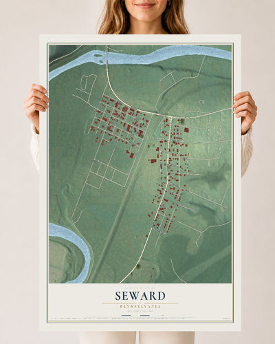 Map of Seward, Pennsylvania, 24 x 36 inch unframed archival matte print