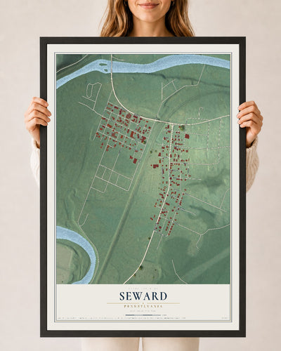 Map of Seward, Pennsylvania, 24 x 36 inch print in a black wood frame