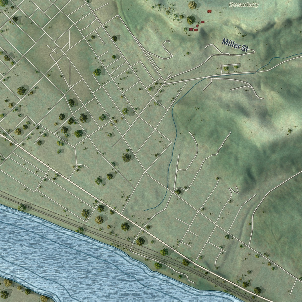 Second close-up of the map of Sewickley Heights, Pennsylvania print showing more streets and buildings