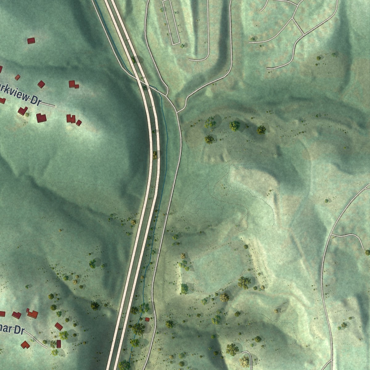 Second close-up of the map of Sewickley Hills, Pennsylvania print showing more streets and buildings