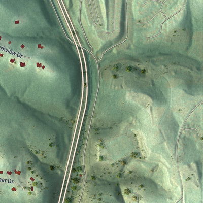 Second close-up of the map of Sewickley Hills, Pennsylvania print showing more streets and buildings