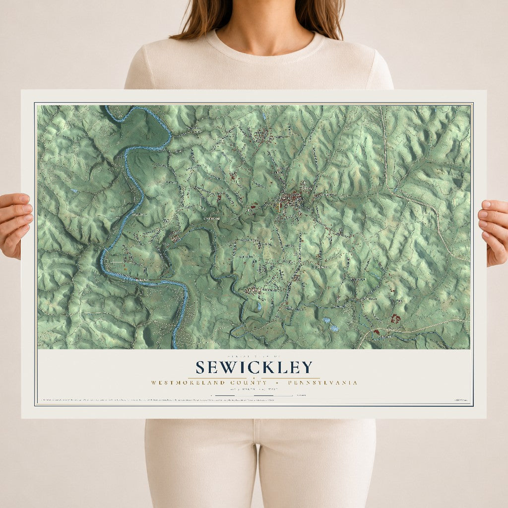 Map of Sewickley, Westmoreland County, Pennsylvania, 18 x 24 inch unframed archival matte print