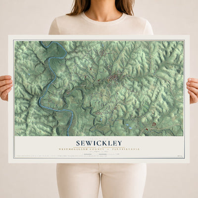 Map of Sewickley, Westmoreland County, Pennsylvania, 18 x 24 inch unframed archival matte print