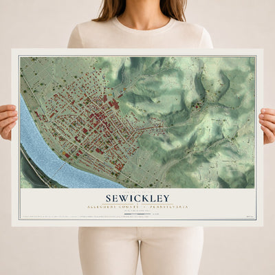 Map of Sewickley, Allegheny County, Pennsylvania, 18 x 24 inch unframed archival matte print
