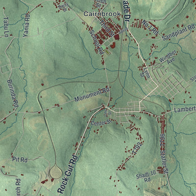 Close-up of the map of Shade, Pennsylvania print showing street and building detail