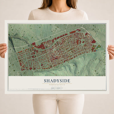 Map of Shadyside, Pennsylvania, 18 x 24 inch unframed archival matte print