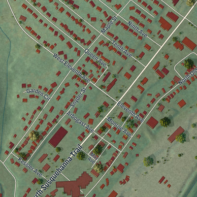 Close-up of the map of Shamokin Dam, Pennsylvania print showing street and building detail