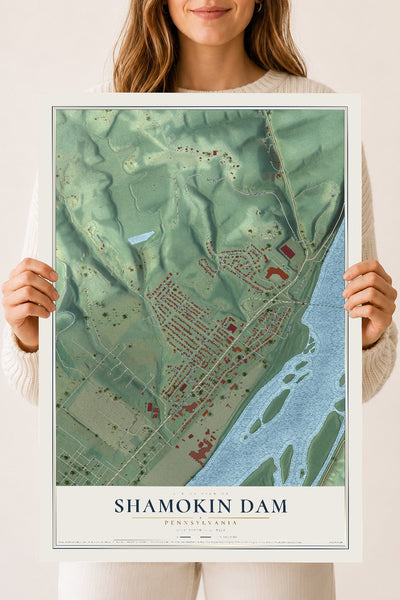 Map of Shamokin Dam, Pennsylvania, 18 x 24 inch unframed archival matte print