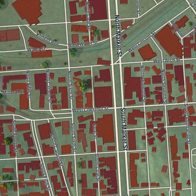 Close-up of the map of the City of Shamokin, Northumberland County, Pennsylvania print showing street and building detail
