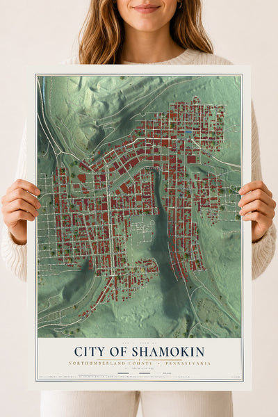 Map of the City of Shamokin, Northumberland County, Pennsylvania, 18 x 24 inch unframed archival matte print