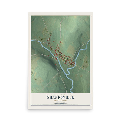 Map of Shanksville, Pennsylvania, 12 x 18 inch unframed archival matte print