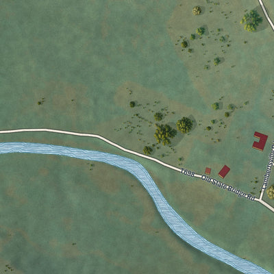 Second close-up of the map of Shanksville, Pennsylvania print showing more streets and buildings