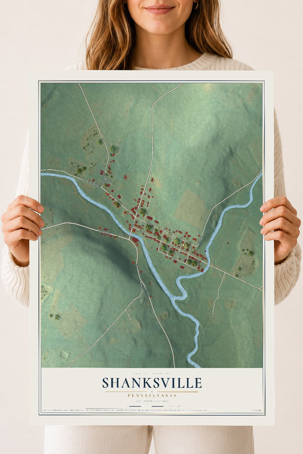 Map of Shanksville, Pennsylvania, 18 x 24 inch unframed archival matte print