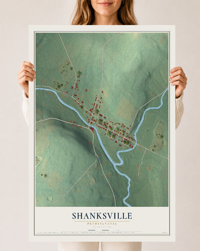Map of Shanksville, Pennsylvania, 24 x 36 inch unframed archival matte print