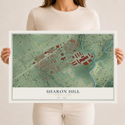 Map of Sharon Hill, Pennsylvania, 12 x 18 inch unframed archival matte print